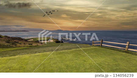 Pebble Beach golf course, Monterey, California, USA Pebble Beach golf course, Monterey, California, USA 134056239