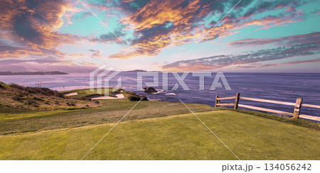 Pebble Beach golf course, Monterey, California, USA Pebble Beach golf course, Monterey, California, USA 134056242