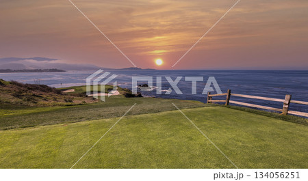 Pebble Beach golf course, Monterey, California, USA 134056251