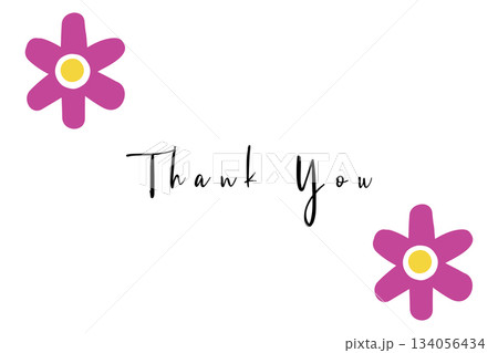 Thank You card with whimsical floral design and clean background space 134056434