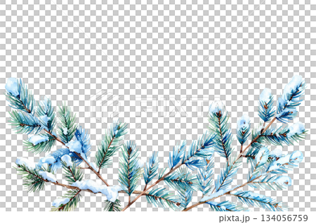 雪枝裝飾畫框，水彩畫 134056759