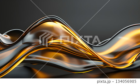 透明感あるガラス質感の3D流体波が広がるクリーンな背景 透明感あるガラス質感の3D流体波が広がるクリーンな背景 134056985