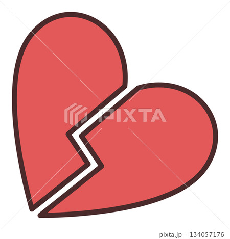 Broken Red Heart vector Sad or No Love colored icon or logo element 134057176