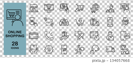 Online shopping line icon set Online shopping line icon set 134057668