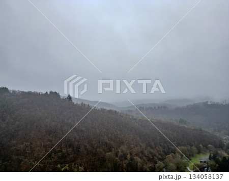 Esch-Sur-Sure, Wiltz, Grand Duche De Luxembourg, December 7, 2025, Foggy Ridge Solitude Esch-Sur-Sure, Wiltz, Grand Duche De Luxembourg, December 7, 2025, Foggy Ridge Solitude 134058137