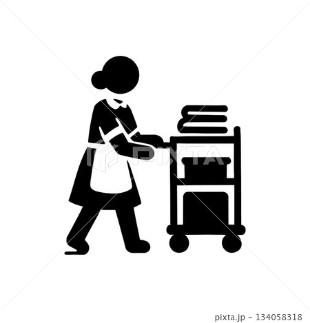 Hotel Housekeeping Maid Cart Icon Hotel Housekeeping Maid Cart Icon 134058318
