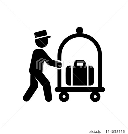 Hotel Bellhop Luggage Uniform Icon 134058356