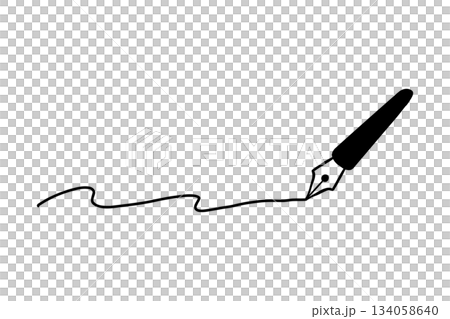 Simple hand-drawn line illustration: fountain pen, black, squiggly lines Simple hand-drawn line illustration: fountain pen, black, squiggly lines 134058640