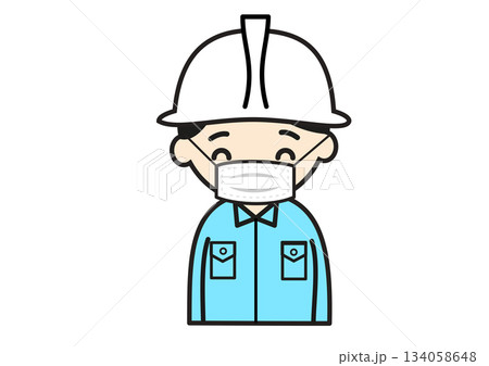マスクをする工場作業員のイラスト マスクをする工場作業員のイラスト 134058648