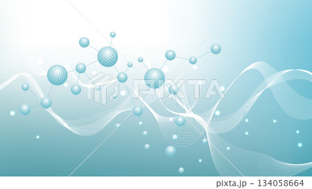 Molecular structure and genetic engineering, atom, neural network, neurons, DNA molecule. Scientific research concept for healthcare, medical, technology, chemistry, science template presentation 134058664