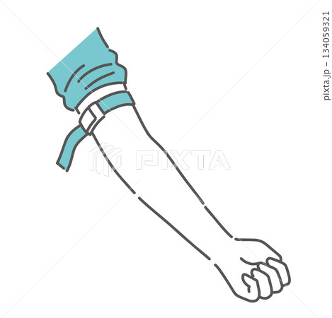 駆血帯を巻いた腕のイラスト（採血準備・血管確保） 134059321