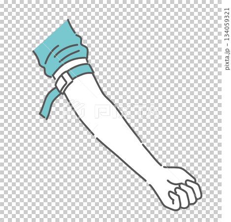 駆血帯を巻いた腕のイラスト（採血準備・血管確保） 134059321