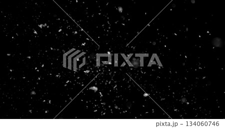 Falling snowflakes isolated on black background. Winter snow overlay texture for VFX, compositing, motion graphics and atmospheric effects Falling snowflakes isolated on black background. Winter snow overlay texture for VFX, compositing, motion graphics and atmospheric effects 134060746