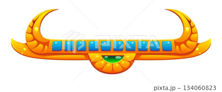 Ancient Egypt ornament for Egyptian divider frame and border, cartoon vector decoration element. Egyptian golden ornament with jewel gems or precious stones of Ancient Egypt treasure for divider frame 134060823