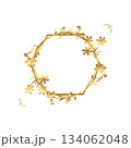 golden frame Flowers hexagon circle free vector illustration 134062048