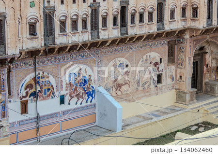 India, frescoes in a haveli under restoration in Mandawa. 134062460
