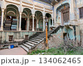 India, staircase leading to the entrance gate in the inner courtyard of a haveli. 134062465