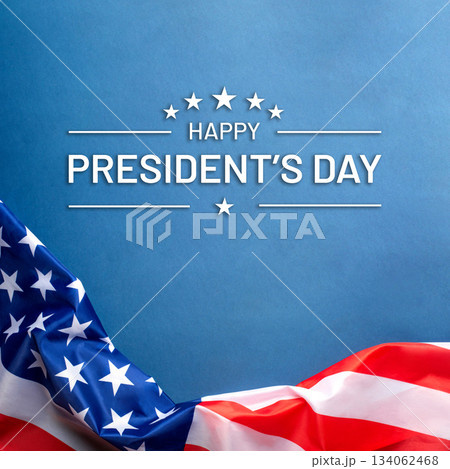 Blue background with American flag. 134062468