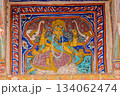 India, mural in a haveli depicting a god and elephants in Mandawa 134062474