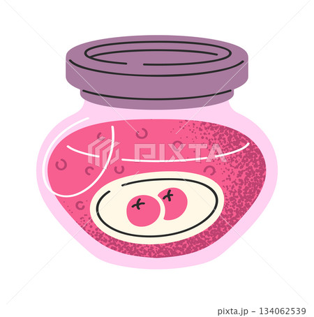 Red berries sweet jam jar 134062539