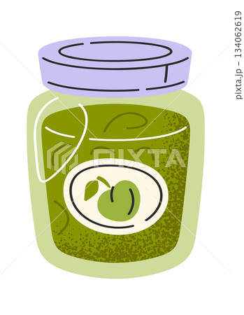 Green apple jam glass jar 134062619