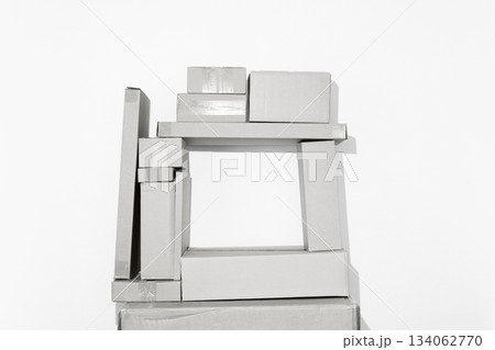 Frame of Cardboard Boxes in Minimalist Setting color of the year 2026 cloud white dancer Frame of Cardboard Boxes in Minimalist Setting color of the year 2026 cloud white dancer 134062770