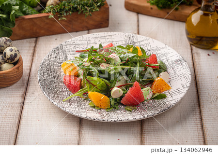 Fresh salad with watermelon and orange 134062946