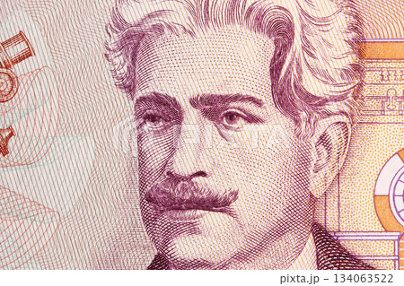 Oswaldo Cruz a closeup portrait from Brazilian money 134063522