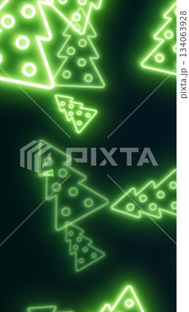 Bright glowing neon green Christmas trees forming a festive abstract holiday background Bright glowing neon green Christmas trees forming a festive abstract holiday background 134063928