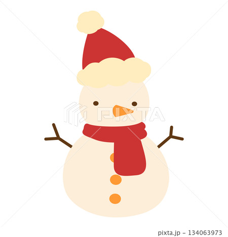 かわいい雪だるまのイラスト_クリスマス かわいい雪だるまのイラスト_クリスマス 134063973