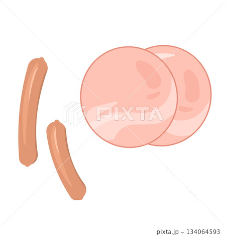 ハムとソーセージのイラスト 134064593