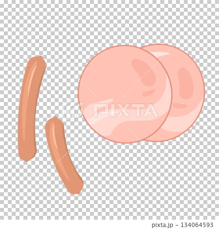 ハムとソーセージのイラスト 134064593
