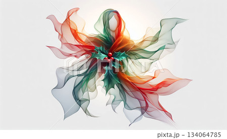 Abstract holly represented by soft silk floating gently in the background. Christmas celebration time 134064785