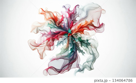 Abstract holly represented by soft silk floating gently in the background. Christmas celebration time Abstract holly represented by soft silk floating gently in the background. Christmas celebration time 134064786