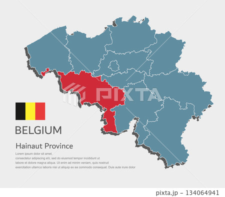 Vector map of Belgium - Hainaut Province 134064941