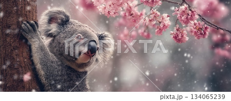 Koala Gazing at Cherry Blossoms Koala Gazing at Cherry Blossoms 134065239