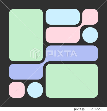 Abstract Bento Grid Vector Background With Liquid Bubble And Metaball Shapes. Trendy Futuristic Geometry For Creative Layouts, Covers, And UI Design. 134065538