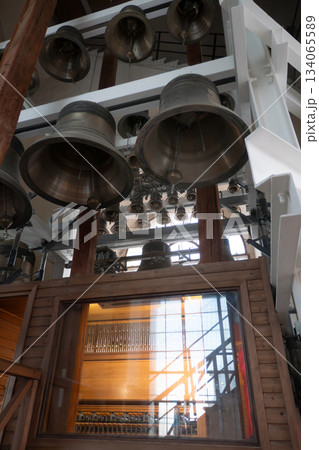 Carillon Bells and Empty Player Cabin in Cathedral 134065589