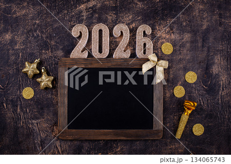 2026 New year background with golden decoration 2026 New year background with golden decoration 134065743