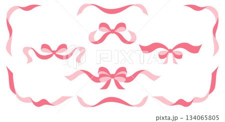 Coquette vintage vignettes set. Pink and red holiday design elements. Love themed templates for classic bridal decor, Birthday, romantic cards 134065805