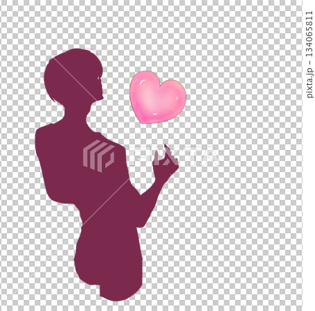 Male silhouette and heart 134065811