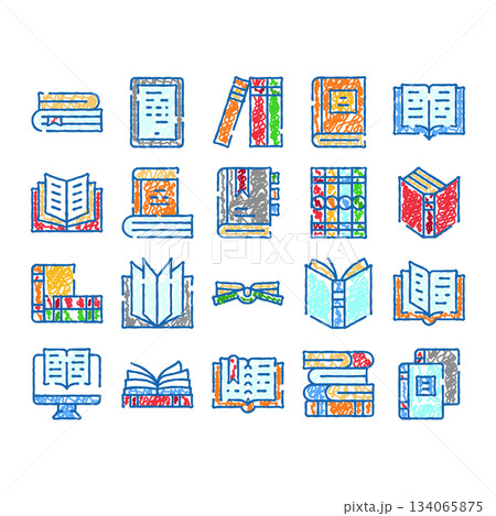 Books and e books reading learning icons collection 134065875