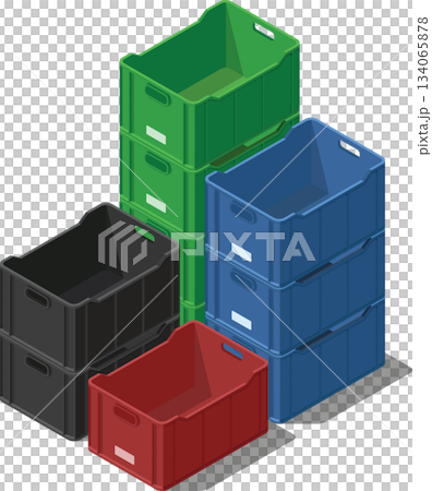 Colorful stack of empty crates 134065878