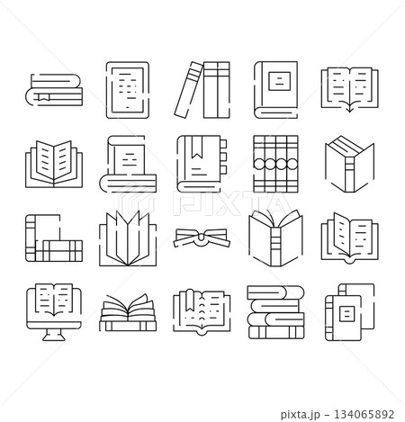 Books and reading line icons collection Books and reading line icons collection 134065892