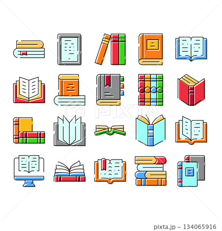 Books and reading education icon set collection 134065916