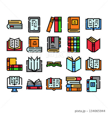 Books reading education knowledge literature learning contour set 134065944