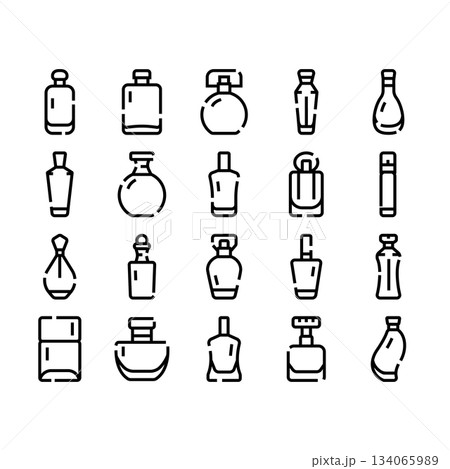Perfume bottles line art icons set collection 134065989