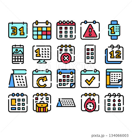 Calendar and schedule management planning reminder icons 134066003