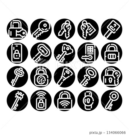 Security access keys and lock icons set Security access keys and lock icons set 134066066