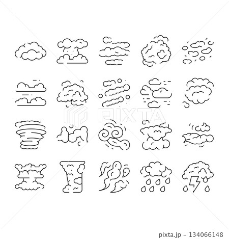 Clouds and weather conditions line icons set Clouds and weather conditions line icons set 134066148